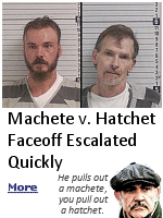 In a faceoff straight out of the news team rumble scene in ''Anchorman,'' a machete-carrying man faced off against a hatchet-wielding opponent in the parking lot of a Publix supermarket. Investigators say Everette Krichbaum was in his car when James Gay drove up and stopped near him. After a verbal altercation, Gay exited his vehicle and approached Krichbaum in an aggressive manner. From there, matters escalated quickly.